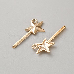 合金ペンダント  スター  ライトゴールド  25x12x2mm  穴：1.6mm&nbsp;FIND-WH20012-64KCG