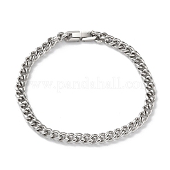 男性用 304 ステンレススチール キューバンリンクチェーンブレスレット  ステンレス鋼色  9-1/8インチ（23.2cm）&nbsp;BJEW-Z081-01P-01