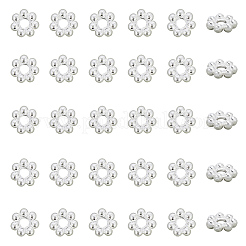 304ステンレススチールスペーサービーズ80個  花  粒状ビーズ  ステンレス鋼色  4x1.2mm  穴：1mm&nbsp;STAS-BBC0008-27C-P