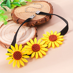 Felt 3 Sunflower Chokler Necklaces for Women&nbsp;FS-WG49D9B-01