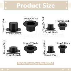 80個 4スタイル ミニPPプラスチックマジックハット  トップハット  ブラック  23~41x16~24x11~19mm  内径：13~22mm  20個/スタイル&nbsp;KY-GA0001-41