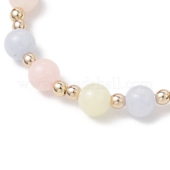 Natural White Jade Imitation Morganite Beads Round Beaded Bracelets&nbsp;BJEW-JB11933-02