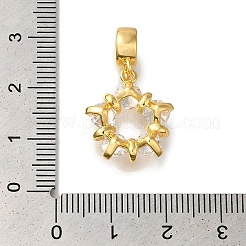 ラックメッキ真鍮パヴェクリアキュービックジルコニアヨーロピアンダングルチャーム  花の大きな穴のペンダント  鉛フリー＆カドミウムフリー  長持ちメッキ  ゴールドカラー  25mm  穴：4mm&nbsp;KK-H485-23G