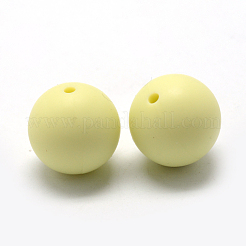 食品グレードの環境に優しいシリコーンビーズ  ラウンド  シャンパンイエロー  14~15mm  穴：2mm&nbsp;LS-SIL-R008C-33