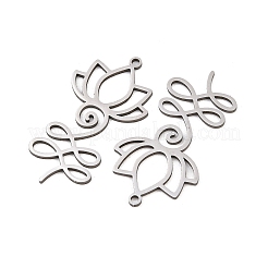 ステンレスペンダント201個  蓮の花のウナロメチャーム  ステンレス鋼色  27.5x15.5x1mm  穴：1.4mm&nbsp;LS-STAS-I364-04P