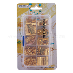 Jewelry Basics Class Kit Gold Lobster Clasp Jump Rings Alloy Drop End Pieces Ribbon Ends Twist Extender Chains Mix 10 Style Lots in In A Box&nbsp;FIND-PH0003-01G