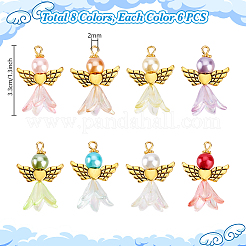 48Pcs 8 Color Alloy & Acrylic Pendants&nbsp;PALLOY-PH01791