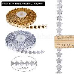 2 Rolls 2 Colors  Cloth Star Lace Trims&nbsp;STIC-GF0001-36