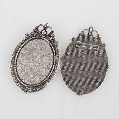 Vintage Tibetan Style Alloy Brooch Cabochon Settings&nbsp;X-PALLOY-N0085-35AS