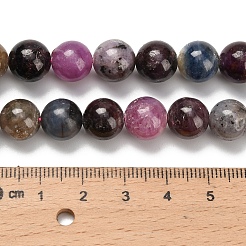 天然赤コランダム/ルビーおよびサファイアビーズ連売り  ラウンド  10~10.5mm  穴：1mm  約37~39個/連  15.35インチ（39cm）&nbsp;G-C259-B07-10mm