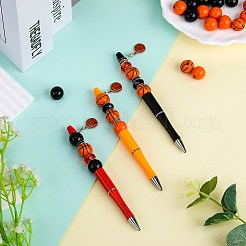 DIYバスケットボールビーズペン作成キット  合金クラスプを含む  天然木とガラスのラウンドビーズ  プラスチックボールペン  合金エナメルチャーム  ミックスカラー  114個/箱&nbsp;DIY-SZ0009-96