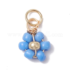 不透明なガラスのチャーム  丸カン付き  花  ミックスカラー  11~12.5x8~9x4mm  7個/セット&nbsp;PALLOY-JF02560-01