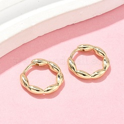 楕円形の真鍮フープピアス  ラックめっき  鉛フリー＆カドミウムフリー  長持ちメッキ  18KGP本金メッキ  15.5x2.5mm&nbsp;EJEW-Z102-34G