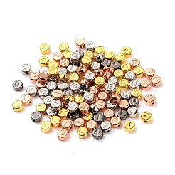 500個4色ccbプラスチックビーズ  水平穴  文字a~z付きのフラットラウンド  ミックスカラー  7x4mm  穴：1.4mm&nbsp;CCB-YW0001-03M