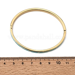 女性用304ステンレススチール製エナメルヒンジ付きカフバングル  イオンプレーティング（ip）  18KGP本金メッキ  ターコイズ  内径：1.97x2.36インチ（5x6cm）&nbsp;SA-CBAC920-15G-01E