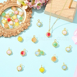 30Pcs 6 Colors Glass Pendants&nbsp;PALLOY-YW00183
