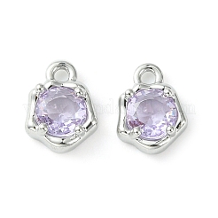 Brass Micro Pave Cubic Zirconia Charms&nbsp;KK-L208-10P-01