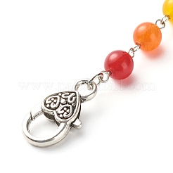Natural & Dyed Malaysia Jade Bead and Tibetan Style Alloy Big Pendants and Lobster Claw Clasps&nbsp;HJEW-JM00549