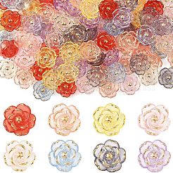 100 個のプラスチックビーズ  花  ゴールドライン入り  ミックスカラー  19~19.5x8~8.5mm  穴：2mm&nbsp;KY-YW0002-22