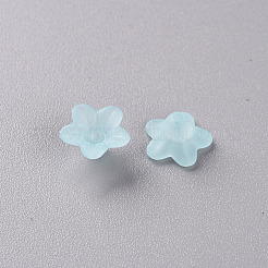 透明なアクリルビーズ  花  艶消し  ライトブルー  10x5mm  穴：1mm  約4600個/500g&nbsp;PL554-11