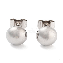 変色しない半円形 316 サージカルステンレススチール スタッドピアス 女性用 男性用  ステンレス鋼色  8mm&nbsp;EJEW-Z050-08A-AS