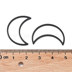 イオンプレーティング（IP）304ステンレス鋼リンクリング  ジュエリー作りのための  ムーン  ブラック  25x17.5x0.8mm  内径：23x8.5mm&nbsp;STAS-TAC0002-17-03B