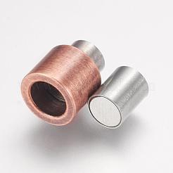 304ステンレススチール製マグネット留め具、接着端付き  コラム  アンティークローズゴールド  16x10mm  穴：6mm&nbsp;STAS-F124-03ARG