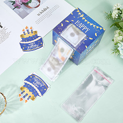 お誕生日おめでとう、現金ギフトプル用貯金箱  紙製の現金ギフトボックス  誕生日パーティーの装飾に  ミディアムブルー  130x130x110mm&nbsp;DIY-WH200050-31F