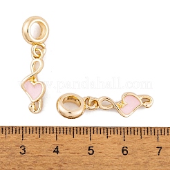 Rack Plating Alloy Pink Enamel European Dangle Charms&nbsp;FIND-C055-14G
