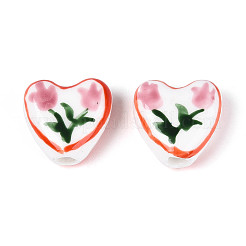 Hand Painted Tulip Flower Porcelain Ceramic Beads&nbsp;PORC-T134-28F