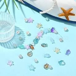 DIYガラス＆アクリルビーズパーツキット  丸い魚と魚とスラーフィッシュ  ミックスカラー  15x8x5mm  穴：1mm&nbsp;DIY-FS0009-32