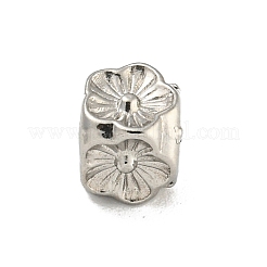 変色しにくい304ステンレススチールビーズ  花を持つキューブ  ステンレス鋼色  5.5x5.5x5.5mm  穴：2.7mm&nbsp;STAS-A091-16P