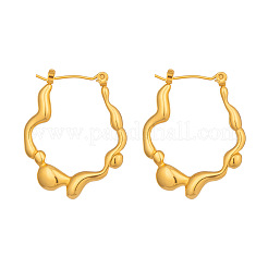 女性用、不規則な形状の304ステンレススチール製フープピアス  18KGP本金メッキ  32x26mm&nbsp;DQ0152-1
