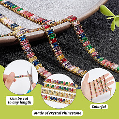 真鍮製ラインストーンストラスチェーン  ラインストーンカップチェーン  カラフル  5.6x3mm&nbsp;CHC-WH0015-01G