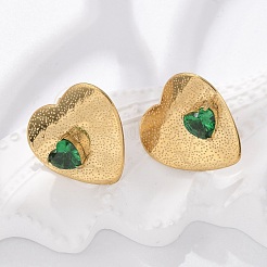 Brass & Glass & Plastic Stud Earrings&nbsp;EJEW-D302-03G-01B