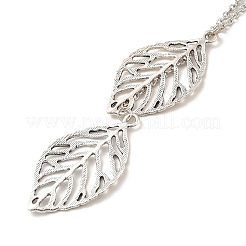 Simple Hollow Leaf Alloy Lariat Necklaces&nbsp;NJEW-N0052-002A