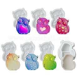 フクロウシリコン型 7個 7スタイル  ホワイト  8.8~9.3×6.5~7.8cm×0.9cm&nbsp;ST-CJ0043-029