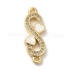 Rack Plating Brass Micro Pave Clear Cubic Zirconia Connector Charms&nbsp;KK-D088-42G
