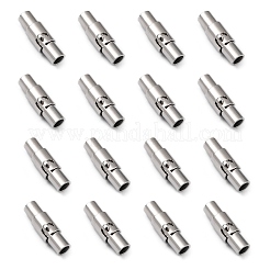 真鍮製ロッキングチューブマグネットクラスプ  コラム  プラチナ  15x4mm  穴：2.8mm&nbsp;LS-MC079