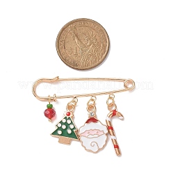 3Pcs 3 Style Christmas Tree & Santa Claus & Snowflake & Word Noel Enamel Safety Pin Brooches&nbsp;JEWB-TA00013