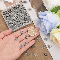 チベットのスタイル合金の蝶のビーズ  カドミウムフリー＆鉛フリー  アンティークシルバー  8x10.5x3mm  穴：1mm  200個/箱&nbsp;TIBEB-CA0001-22