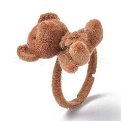 Bear Flocky Adjustable Ring for Teen Girl Women&nbsp;RJEW-G117-01A