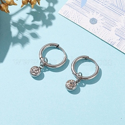 304ステンレススチール製ハギーフープピアス  ラインストーン誕生石チャーム付き  フラットラウンド  クリスタル  ステンレス鋼色  22mm  ピン：1mm&nbsp;X-EJEW-JE04449-02