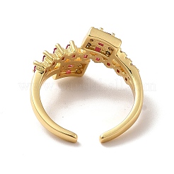 Ion Plating(IP) Cubic Zirconia Rectangle Open Cuff Ring&nbsp;RJEW-C041-11G