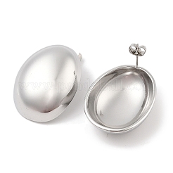 304ステンレススチール製オーバルスタッドピアス  ステンレス鋼色  35x27mm&nbsp;EJEW-B108-04P