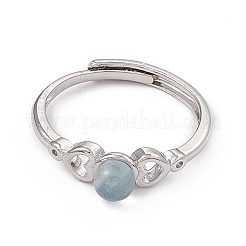 Heart Natural Aquamarine Adjustable Rings&nbsp;RJEW-G273-13P-02