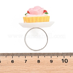Afternoon Tea Resin & Plastic Adjustable Finger Rings for Women&nbsp;RJEW-K317-01G