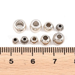 チベット風合金スペーサービーズ  ラウンド  アンティークシルバー  3.5~7x2.5~5mm  穴：1.2~3.5mm&nbsp;FIND-C093-05AS
