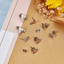 4 Pairs 4 Style Christmas Tree & Deer & Snowflake Exquisite Stainless Steel Stud Earrings for Women&nbsp;EJEW-AN0002-38