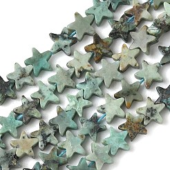 天然アフリカンターコイズ（ジャスパー）ビーズ連売り  スター  6x6x2mm  穴：0.7mm  約72個/連  14.96''（38センチメートル）&nbsp;G-F817-A14-01